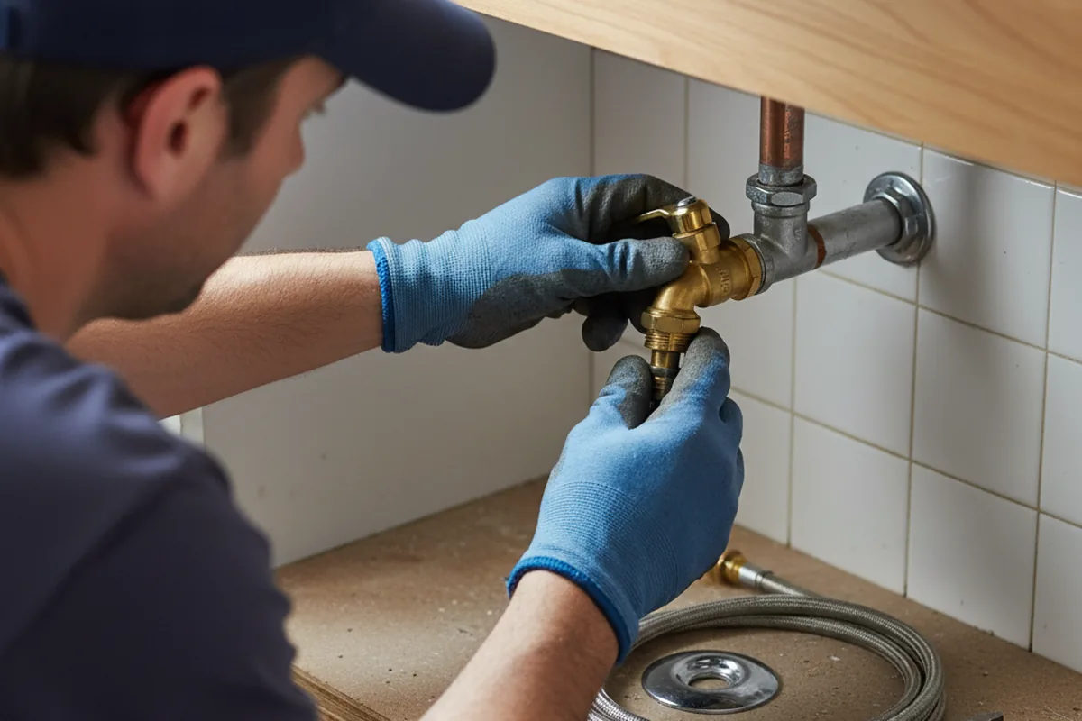 Shutoff valve and fitting work during Burst Pipe Repair in Richmond